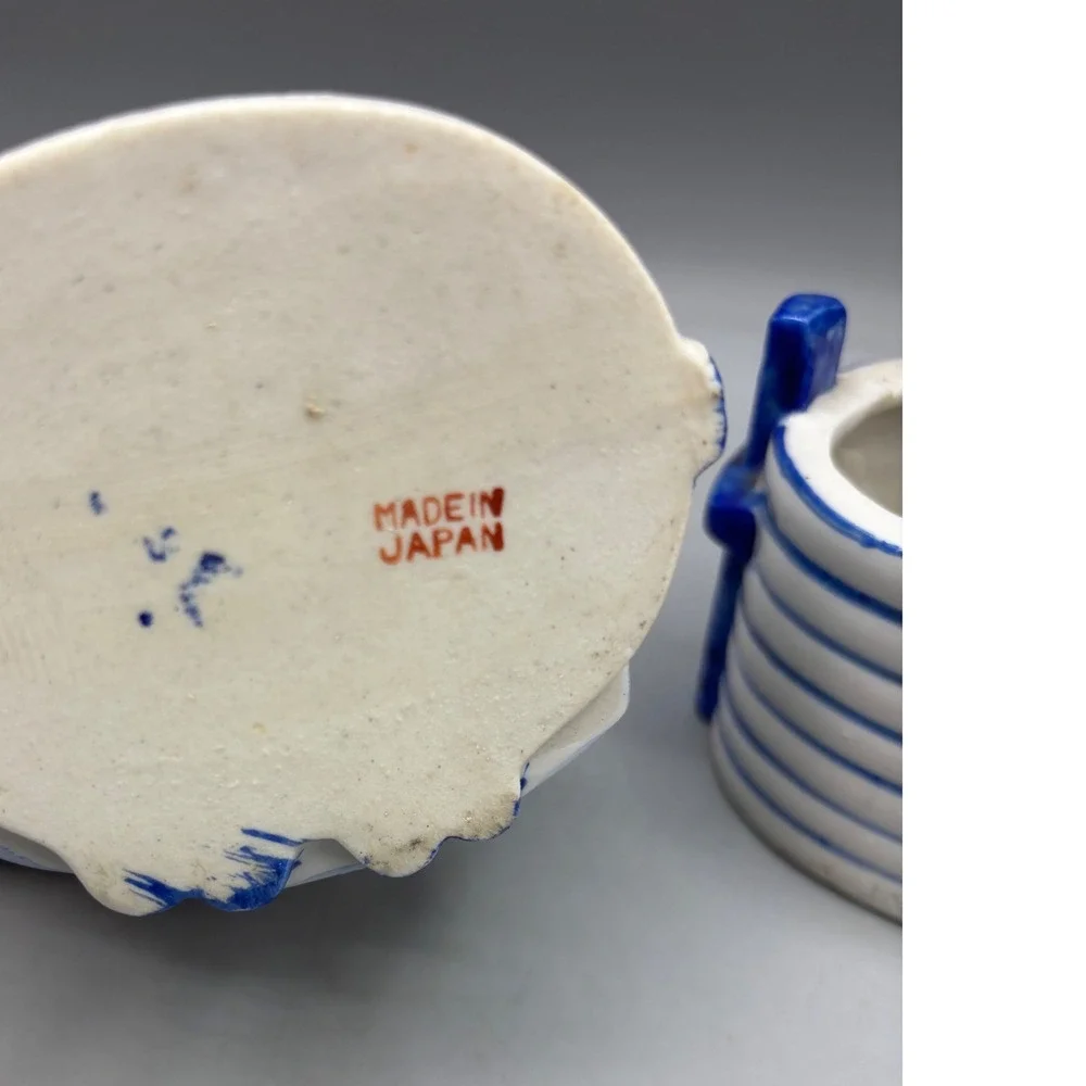 Vtg Japan Delft‎ Style Planters Dutch Boy Girl Couple Ceramic Flower Vase Pair